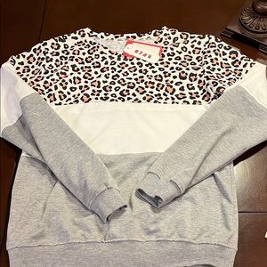 Source Unknown Gray and White Leopard Print Sweater possibly child?